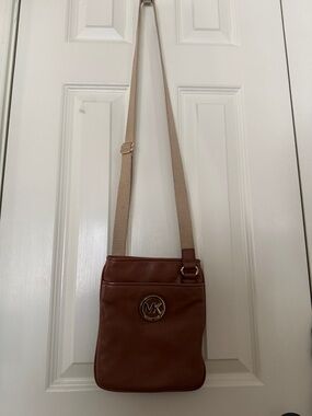 Michael Kors Chestnut Leather Crossbody with Tan adjustable Strap